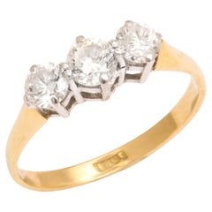 Edwardian 18 Karat Gold Diamond Three Stone Ring