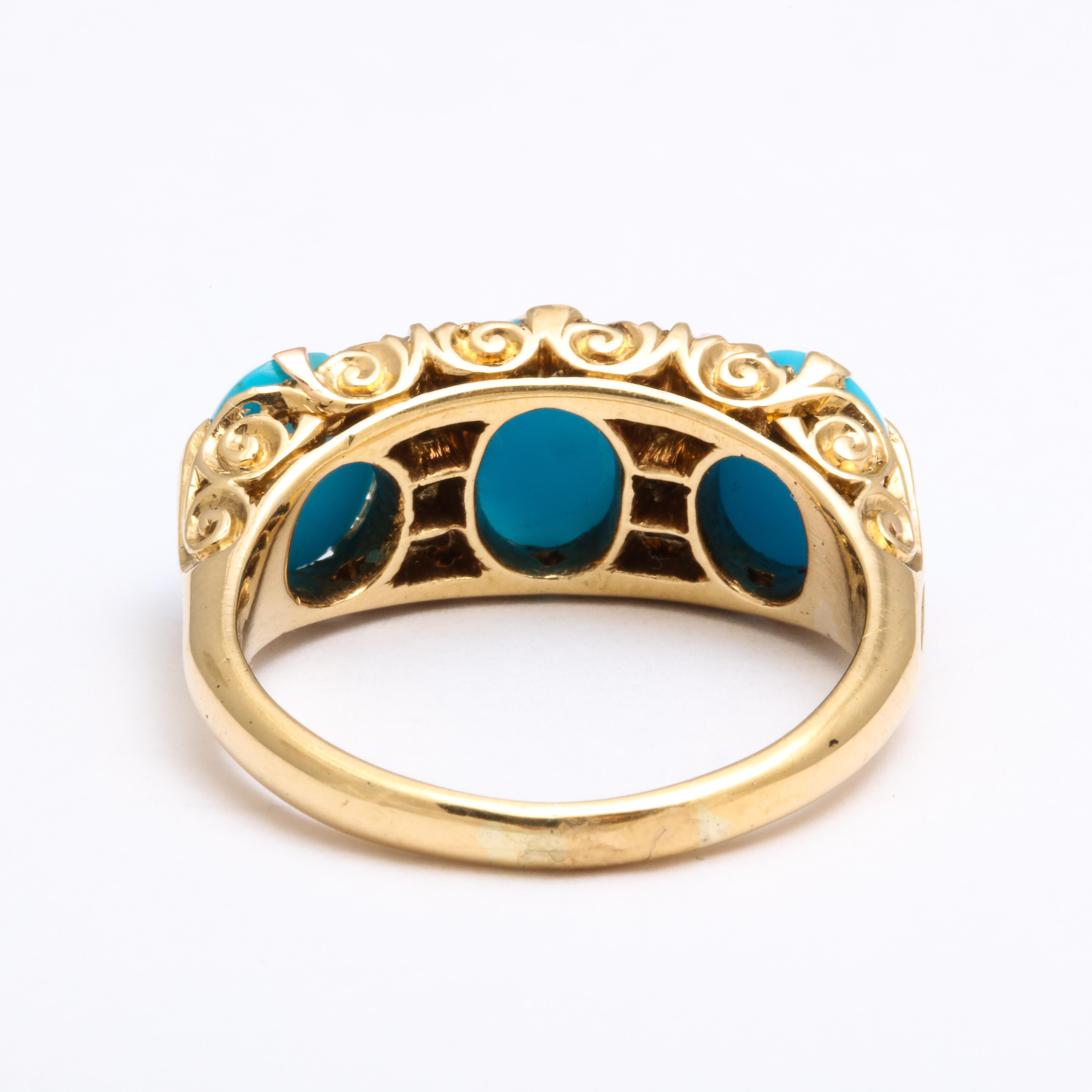 Edwardian 18kt Turquoise and Diamond Ring 1