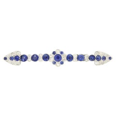 Edwardian 1.86ct Sapphire and Diamond Bar Brooch, c.1910s