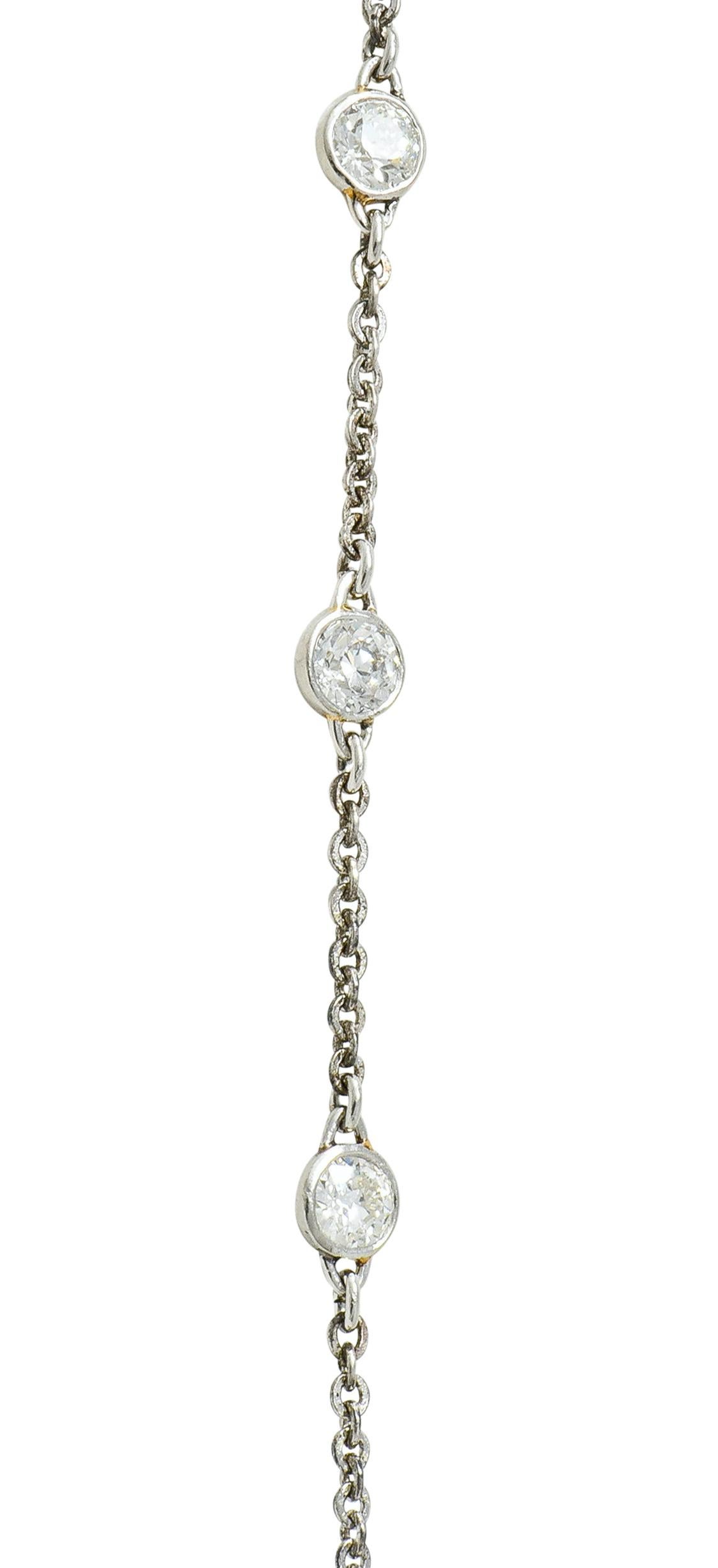 Women's or Men's Edwardian 18.87 Carat Aquamarine Diamond Platinum Floral Drop Necklace