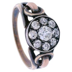 Antique Edwardian 1890 Ring in 14kt yellow Gold and Silver with Old mine Diamonds