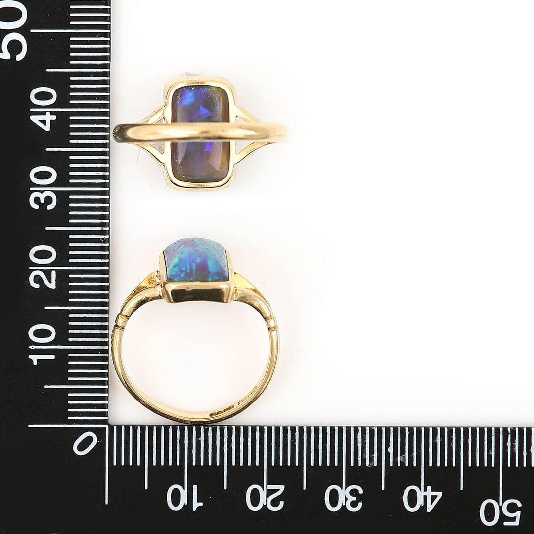Edwardian 18 Carat Gold 3.3 Carat Blue Water Opal Single Stone Ring, circa 1905 6