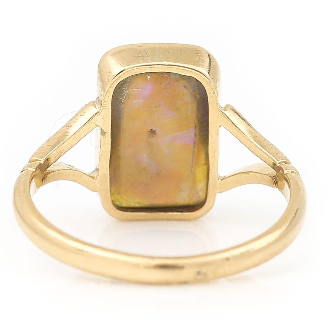 Men's Edwardian 18 Carat Gold 3.3 Carat Blue Water Opal Single Stone Ring, circa 1905