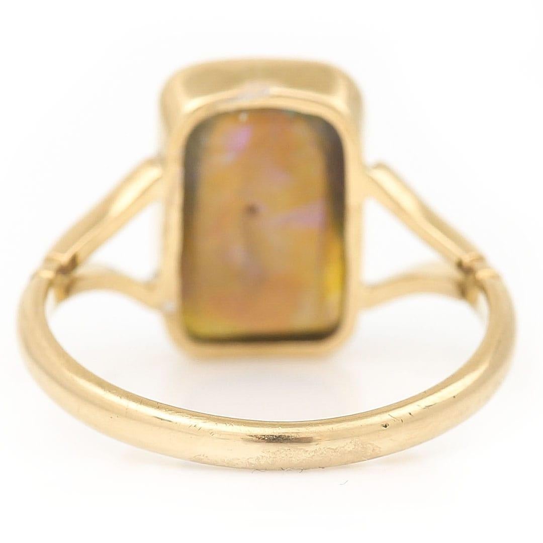 Edwardian 18 Carat Gold 3.3 Carat Blue Water Opal Single Stone Ring, circa 1905 1