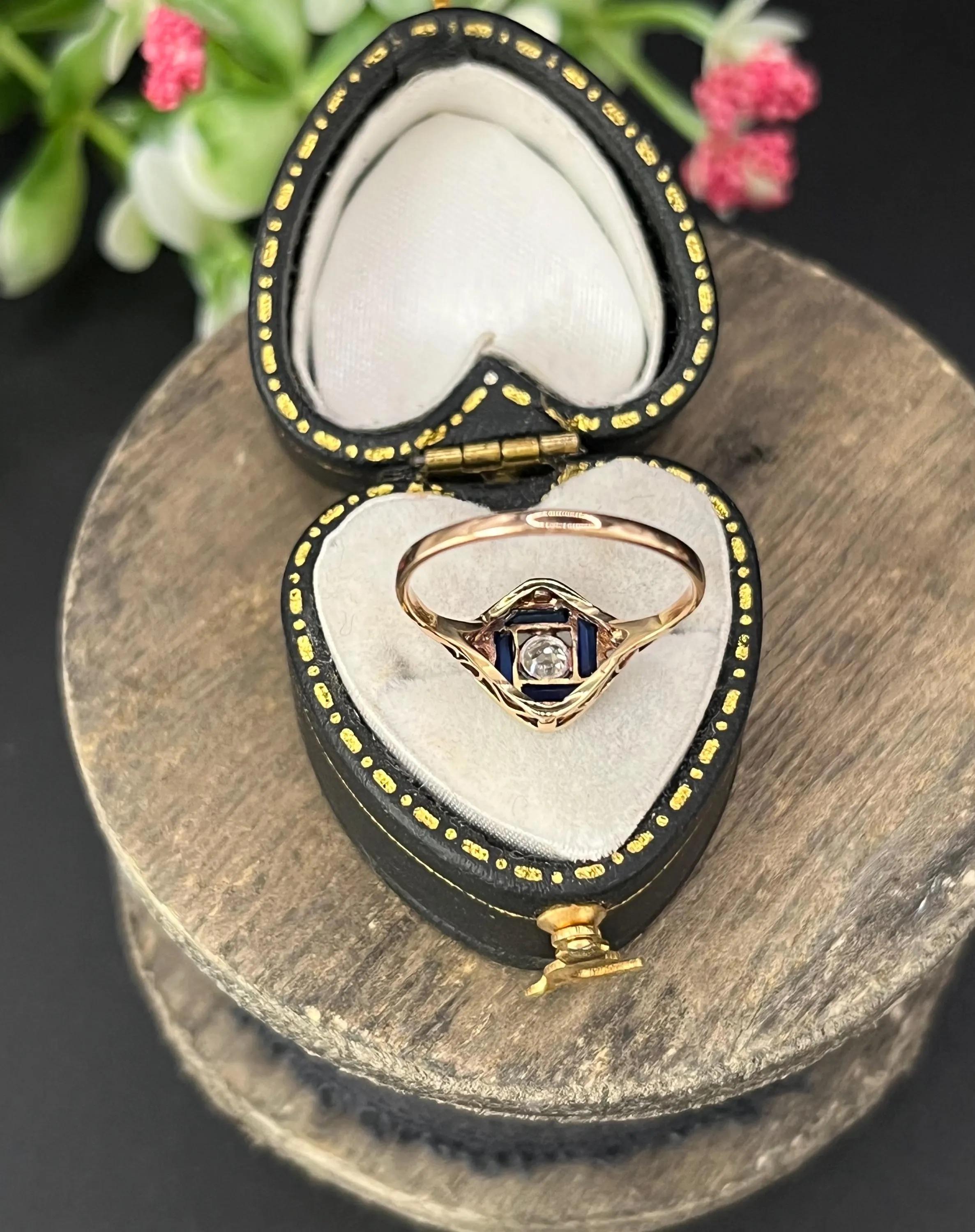 Edwardian 18ct Gold and Platinum, Sapphire & Diamond Ring For Sale 6