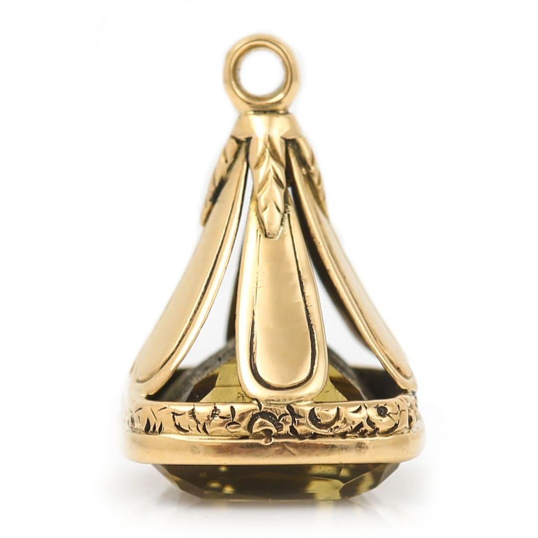 Edwardian 18 Carat Gold Citrine Fob Seal, circa 1902 In Good Condition For Sale In Lancashire, Oldham