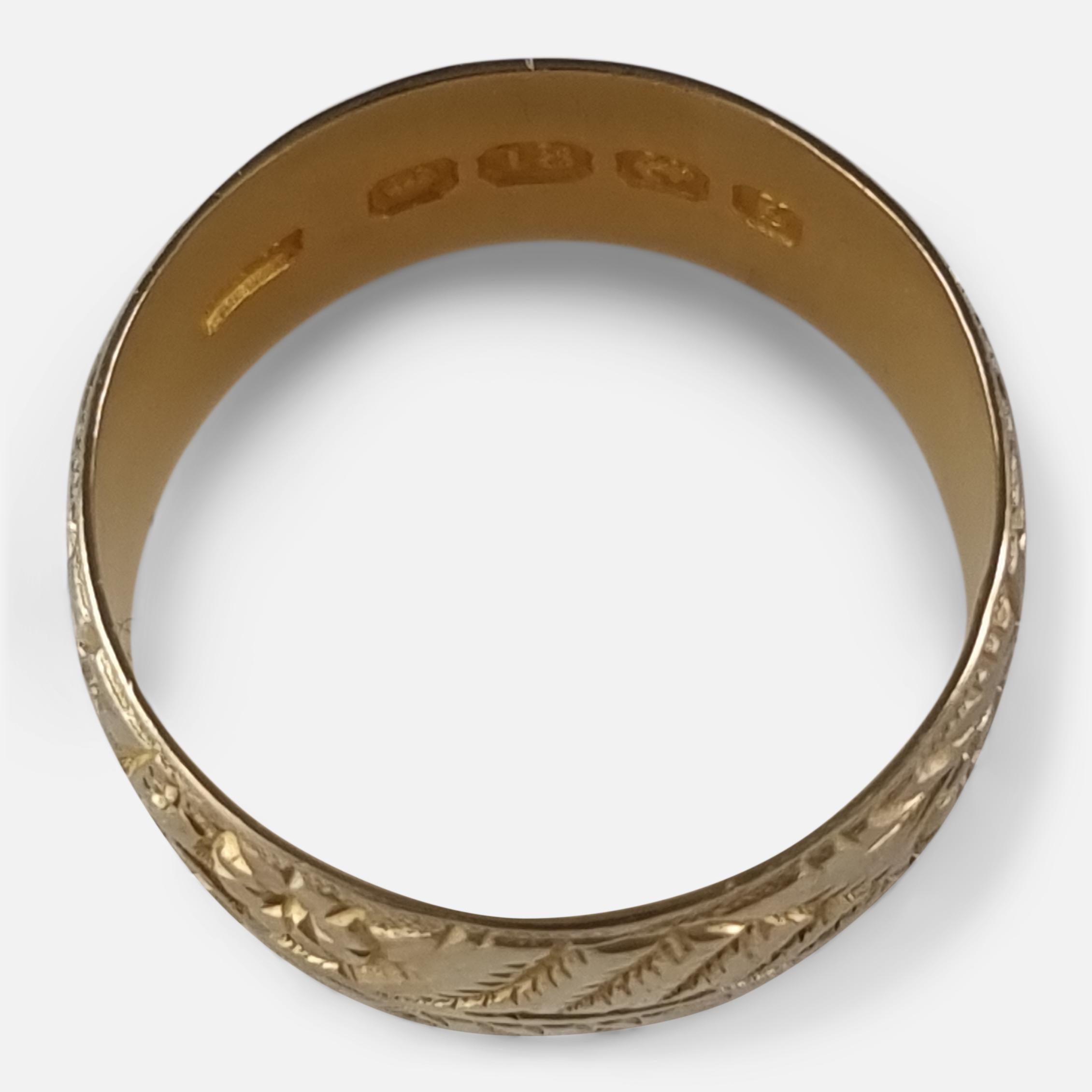 Women's or Men's Edwardian 18ct Gold Engraved Keeper Ring, 1906