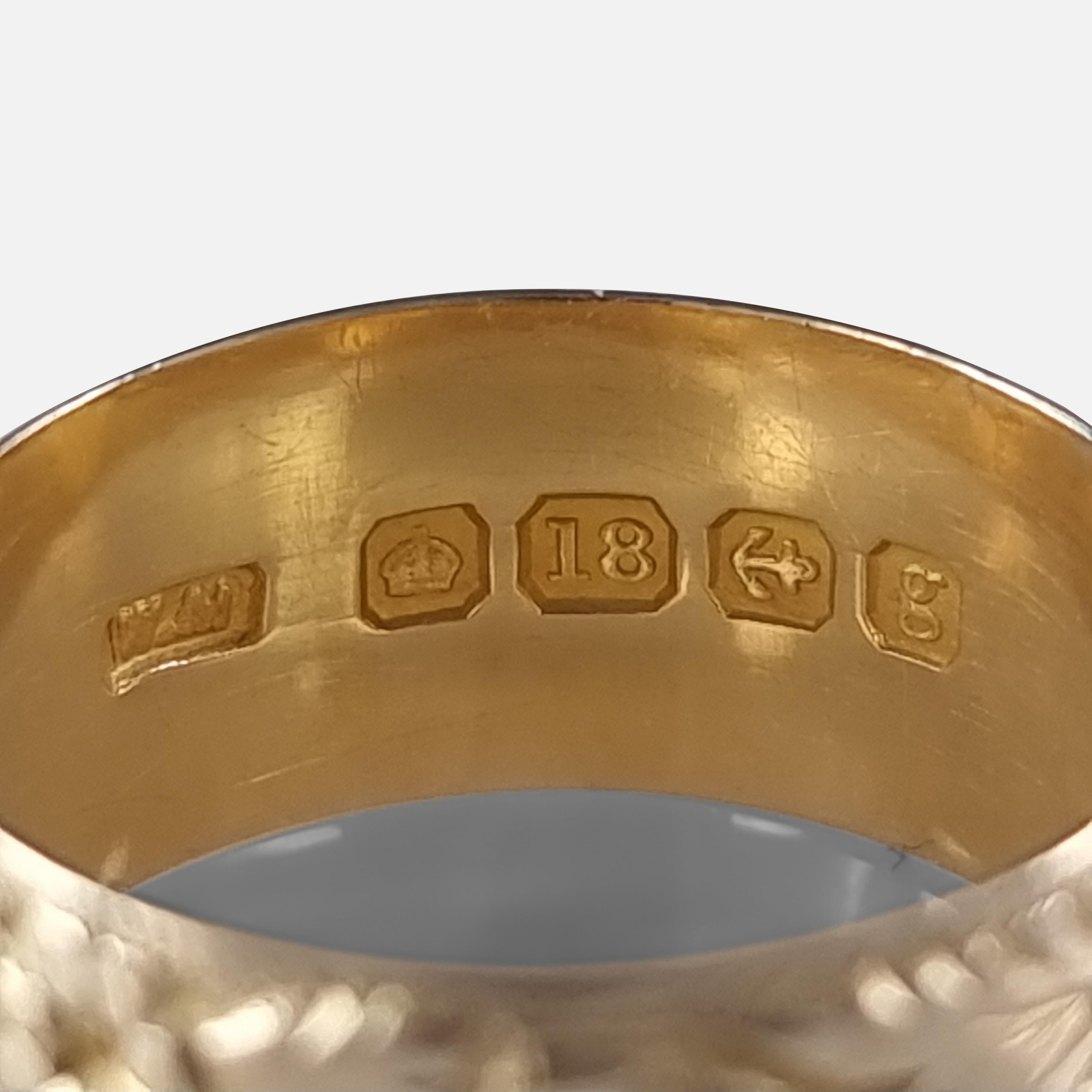 Edwardian 18ct Gold Engraved Keeper Ring, 1906 1