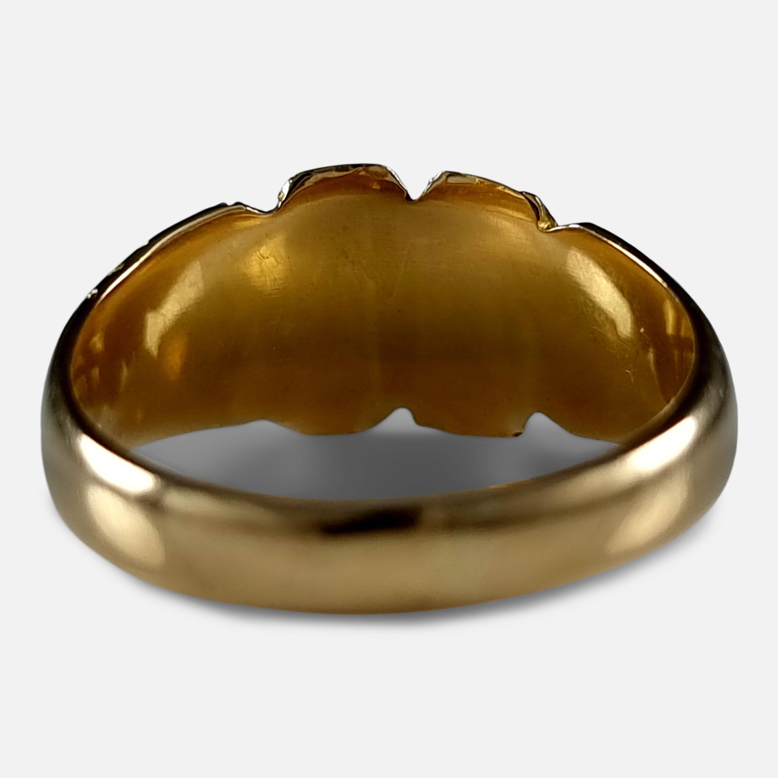 Edwardian 18 Carat Gold Engraved Keeper Ring, 1907 3