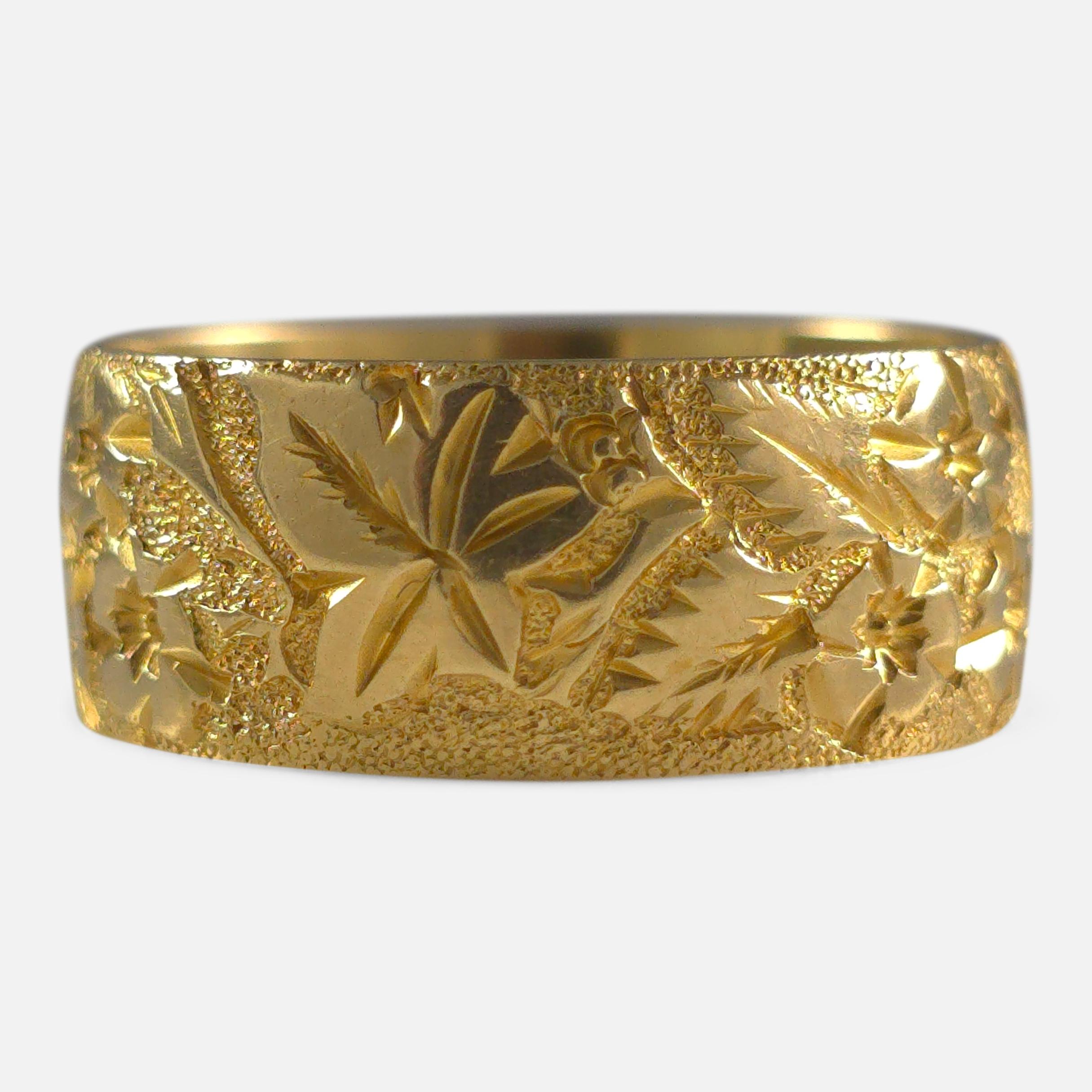 Edwardian 18ct Gold Engraved Keeper Ring 1