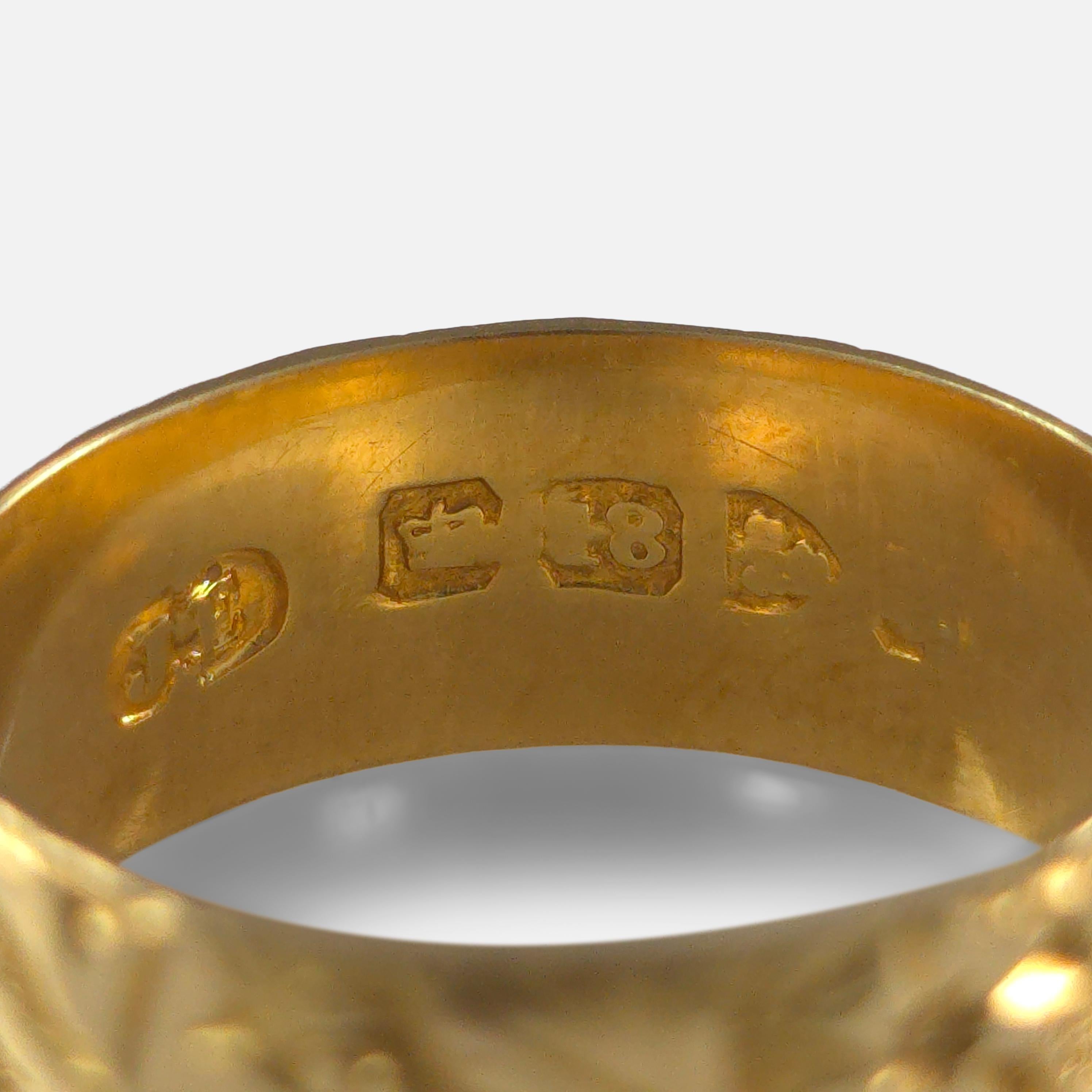 Edwardian 18ct Gold Engraved Keeper Ring 4