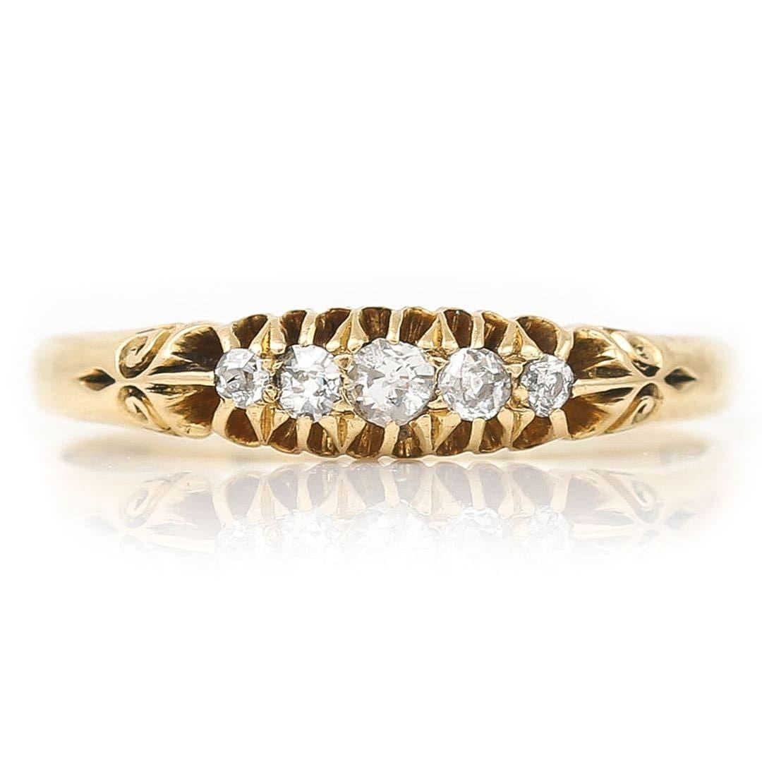 Edwardian 18ct Gold Five Stone Diamond Band Ring Circa 1913 at 1stDibs ...