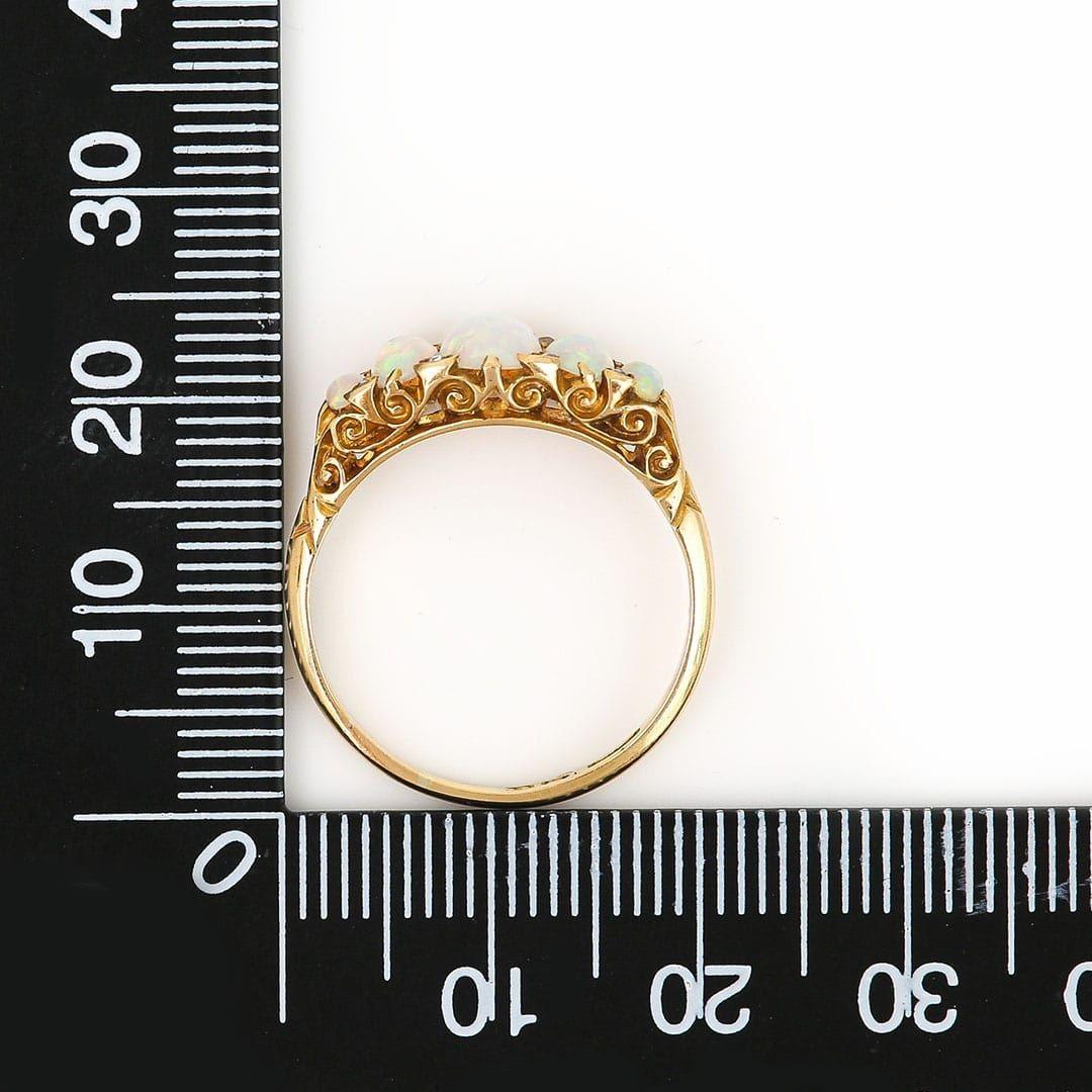Edwardian 18ct Gold Five Stone Precious Opal and Diamond Ring, Circa 1910 8