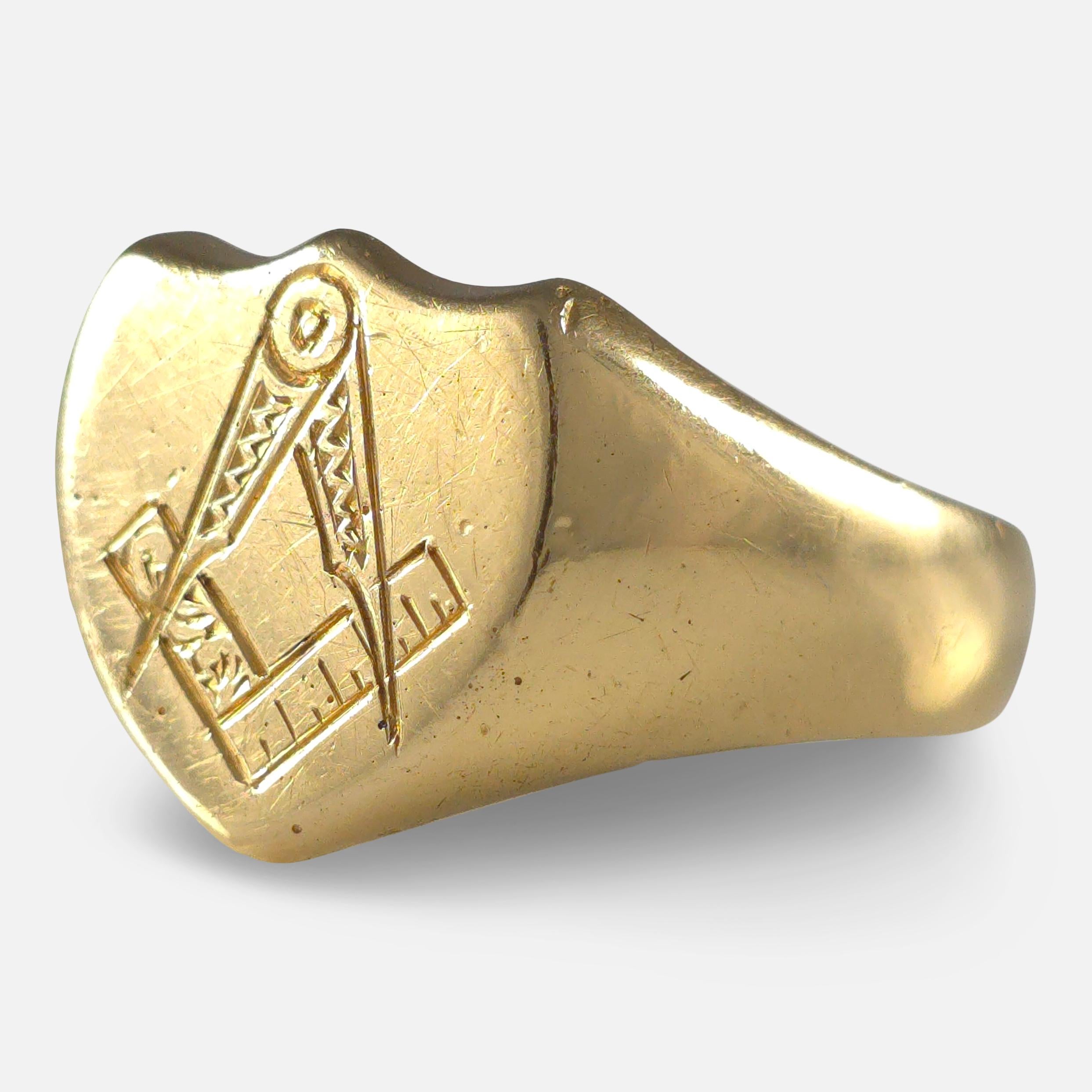 Anello massonico Edwardiano in oro 18ct, 1905 in vendita 5