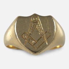 Edwardian 18ct Gold Masonic Signet Ring, 1905