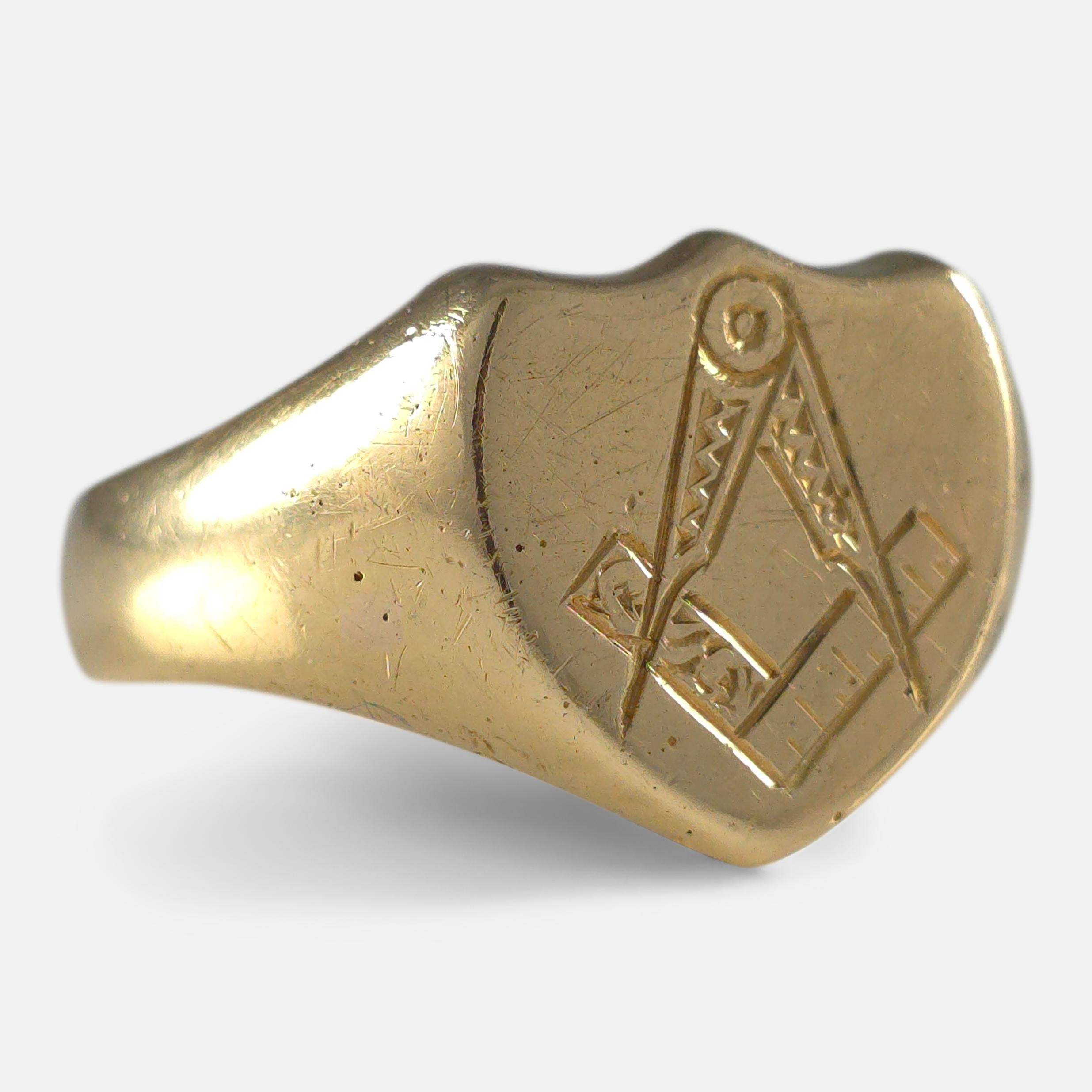 Edoardiano Anello massonico Edwardiano in oro 18ct, 1905 in vendita