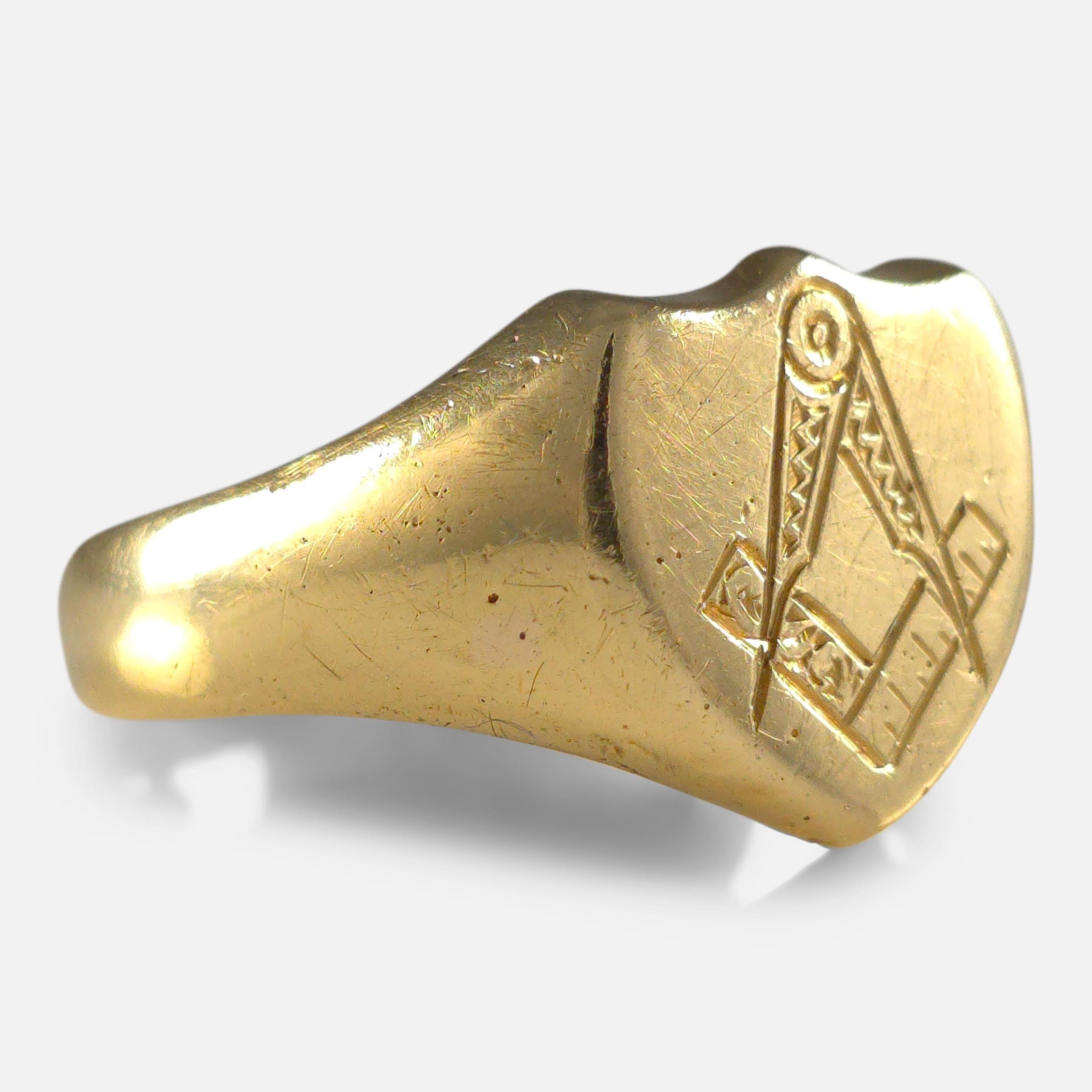 Anello massonico Edwardiano in oro 18ct, 1905 In condizioni buone in vendita a Glasgow, GB