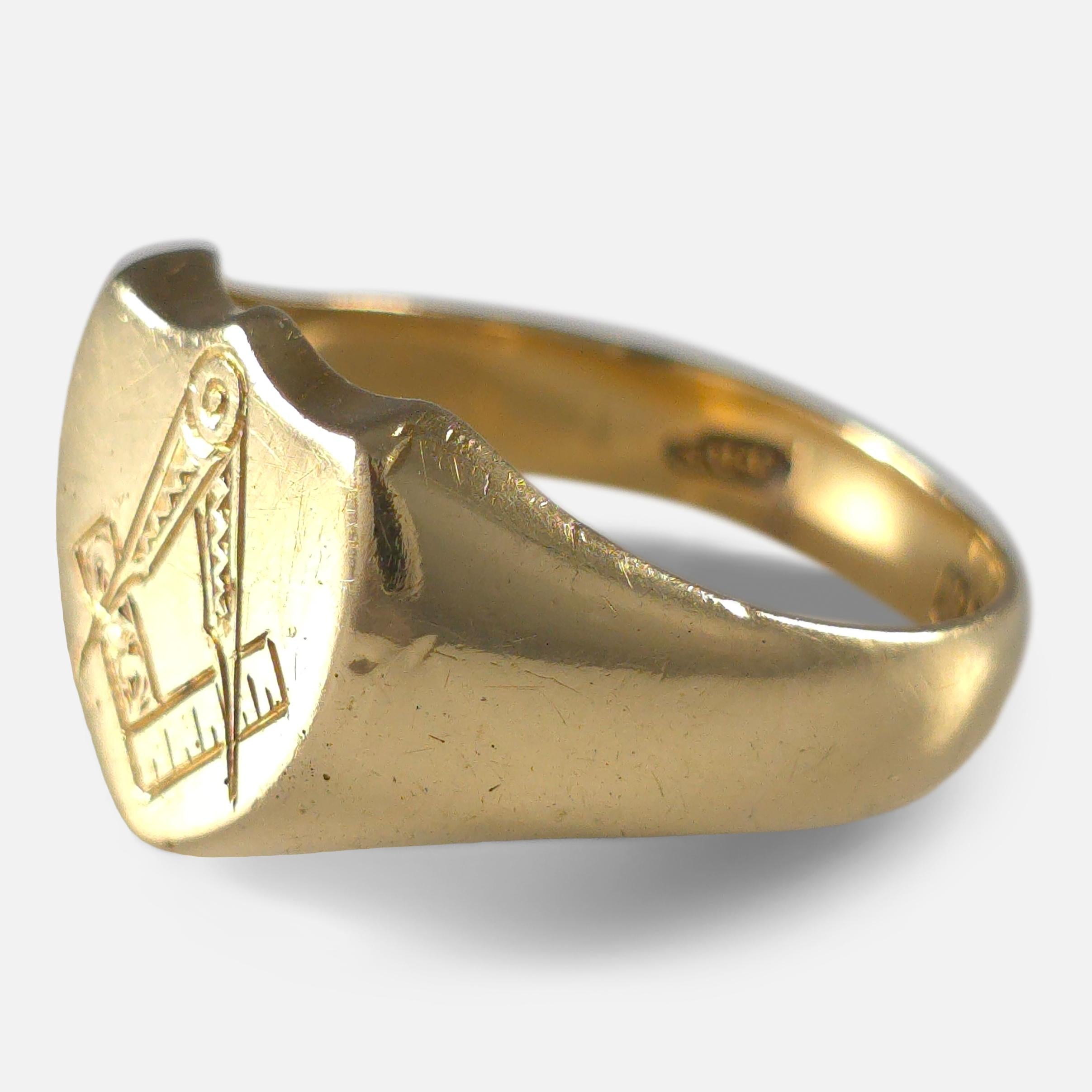 Anello massonico Edwardiano in oro 18ct, 1905 in vendita 4