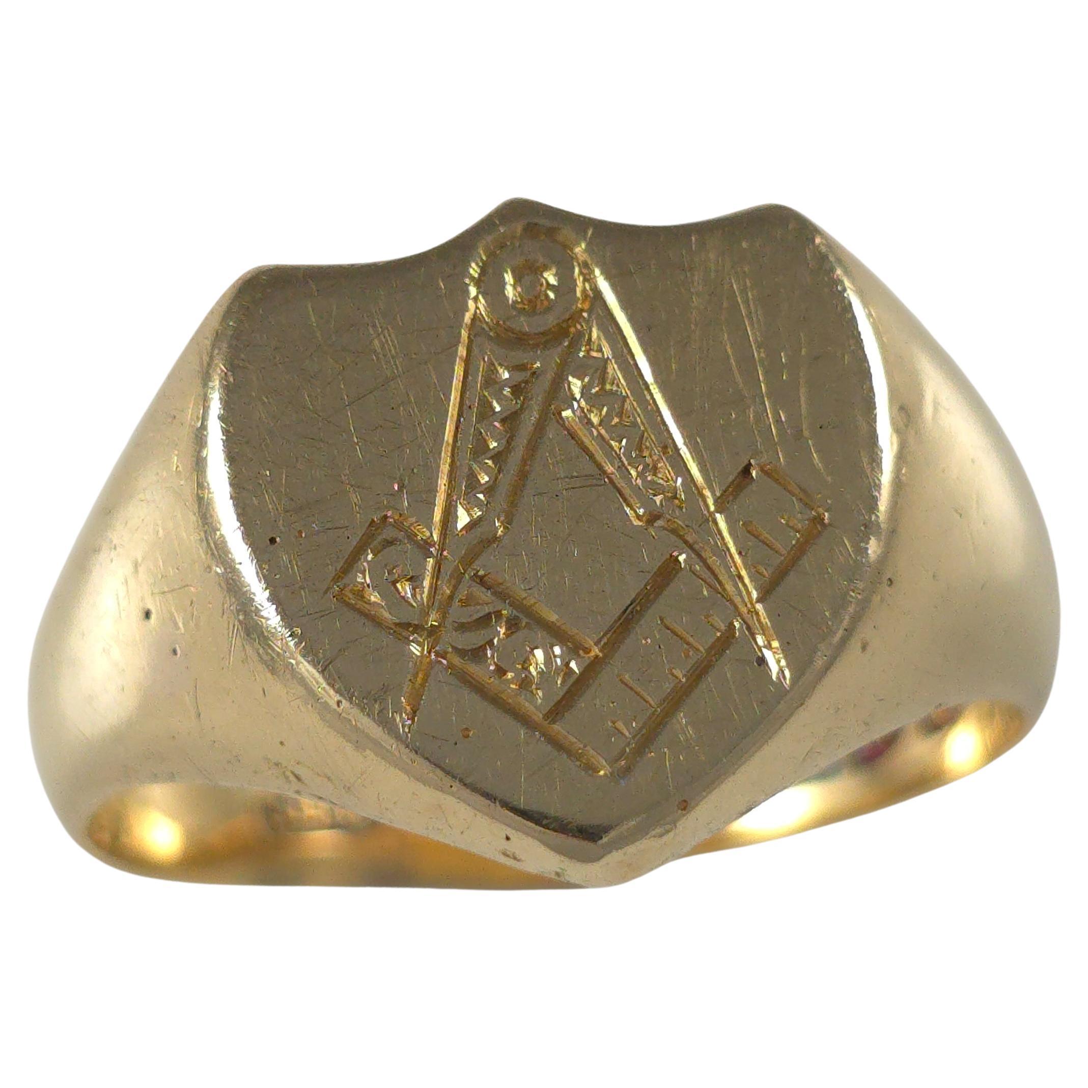 Edwardian 18ct Gold Masonic Signet Ring, 1905