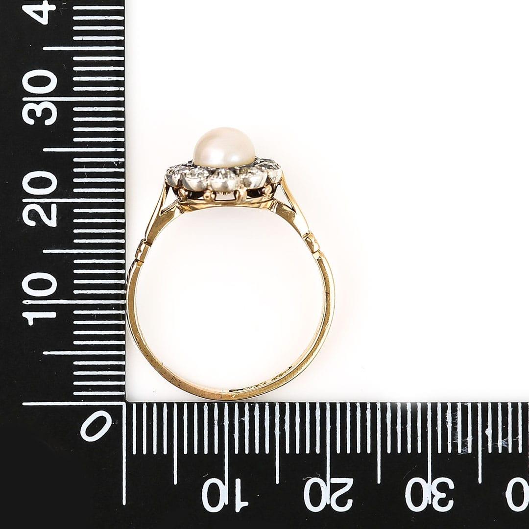 Edwardian 18ct Gold Pearl and Old Cut Diamond Cluster Ring Circa 1900 For Sale 9