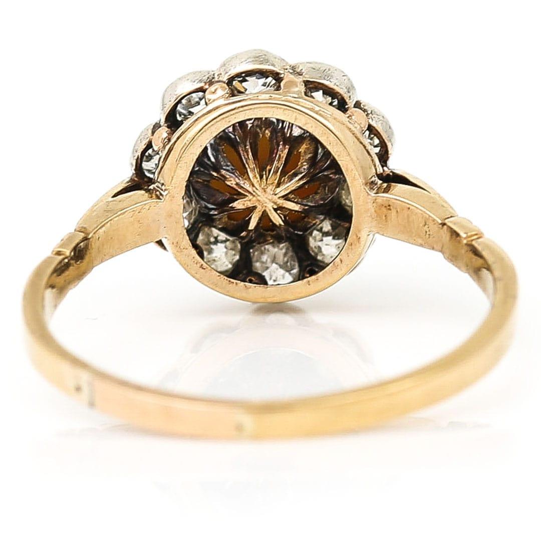 Edwardian 18ct Gold Pearl and Old Cut Diamond Cluster Ring Circa 1900 For Sale 2
