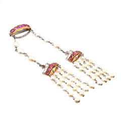 Edwardian 18ct Gold & Platinum Burma Ruby, Pearl & Rose Diamond Brooch