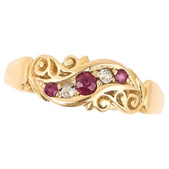 Anello a fascia con cinque pietre in oro 18ct e diamanti di epoca edoardiana, CIRCA 1910