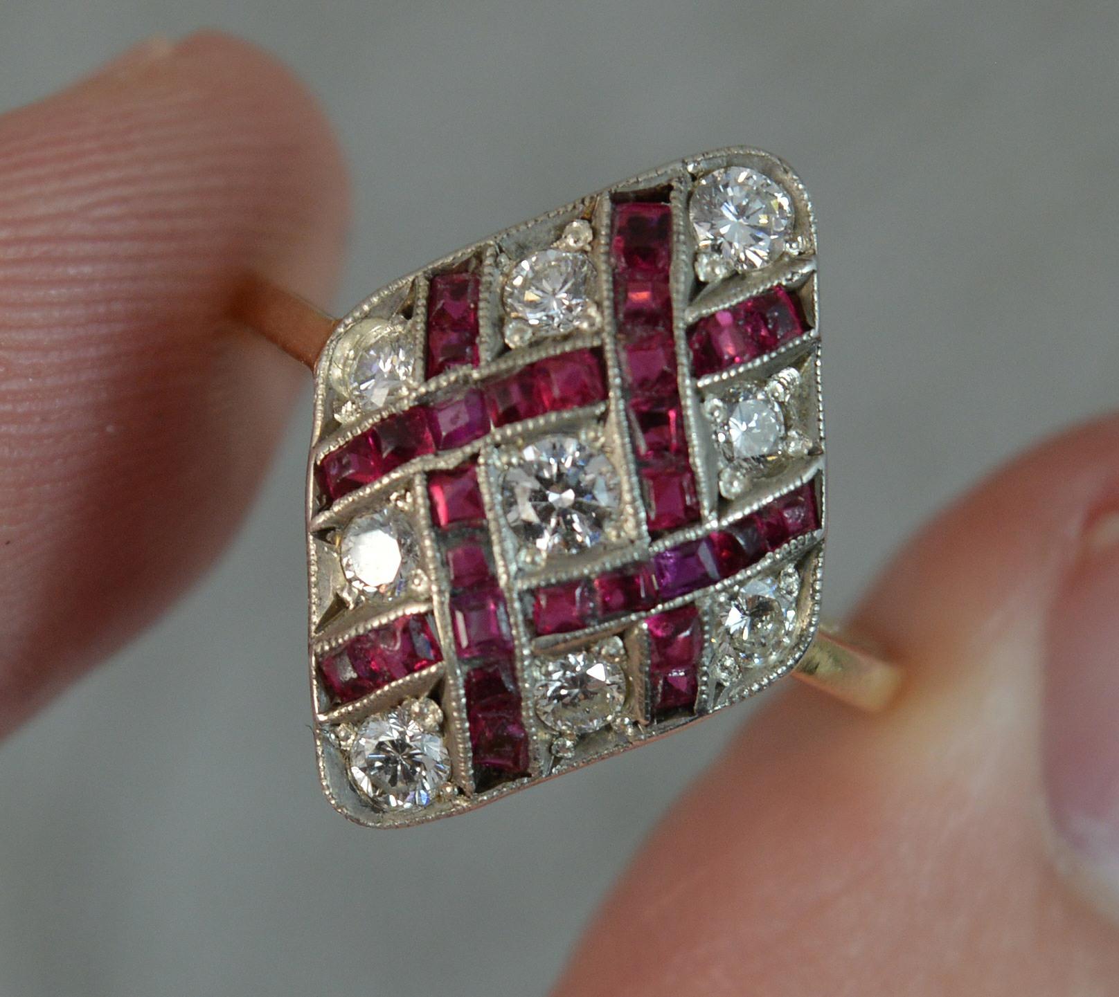 Edwardian 18 Carat Gold Ruby and Diamond Navette Cluster Ring d0294 7