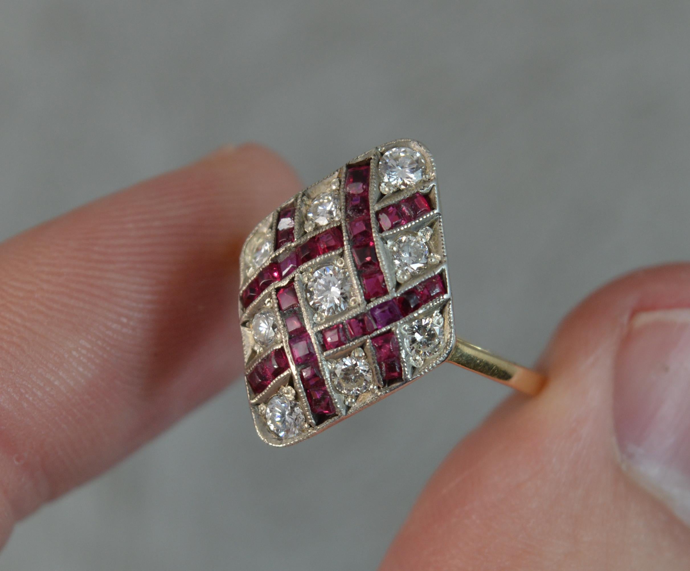 Edwardian 18 Carat Gold Ruby and Diamond Navette Cluster Ring d0294 8