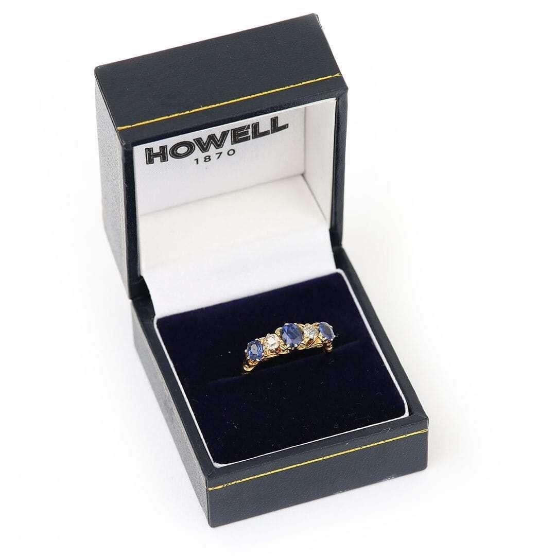 Edwardian 18ct Gold Sapphire and Diamond Five Stone Ring, Circa 1909 8