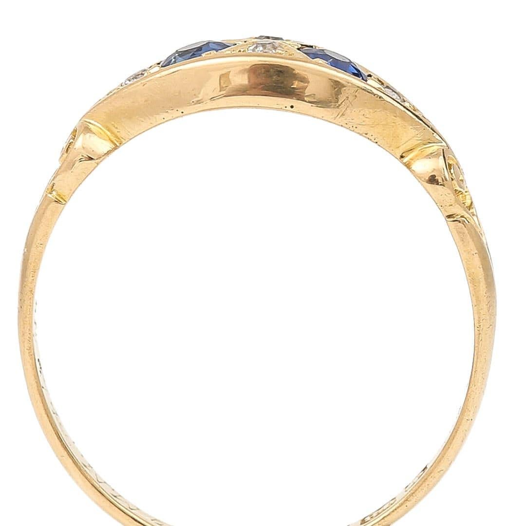Edwardian 18 Carat Gold Sapphire and Diamond Gypsy Ring, circa 1907 5