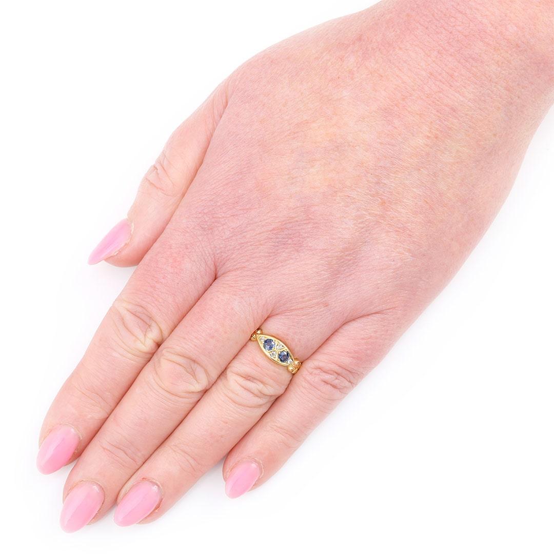 Edwardian 18 Carat Gold Sapphire and Diamond Gypsy Ring, circa 1907 6