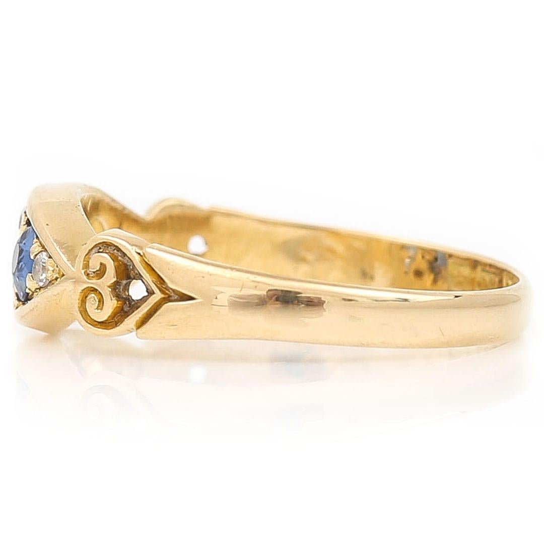 Edwardian 18 Carat Gold Sapphire and Diamond Gypsy Ring, circa 1907 In Good Condition In Lancashire, Oldham