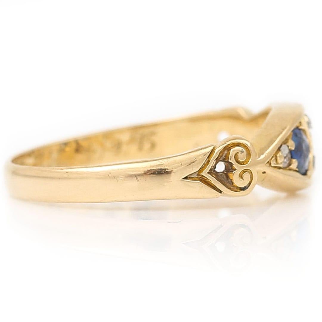 Edwardian 18 Carat Gold Sapphire and Diamond Gypsy Ring, circa 1907 1