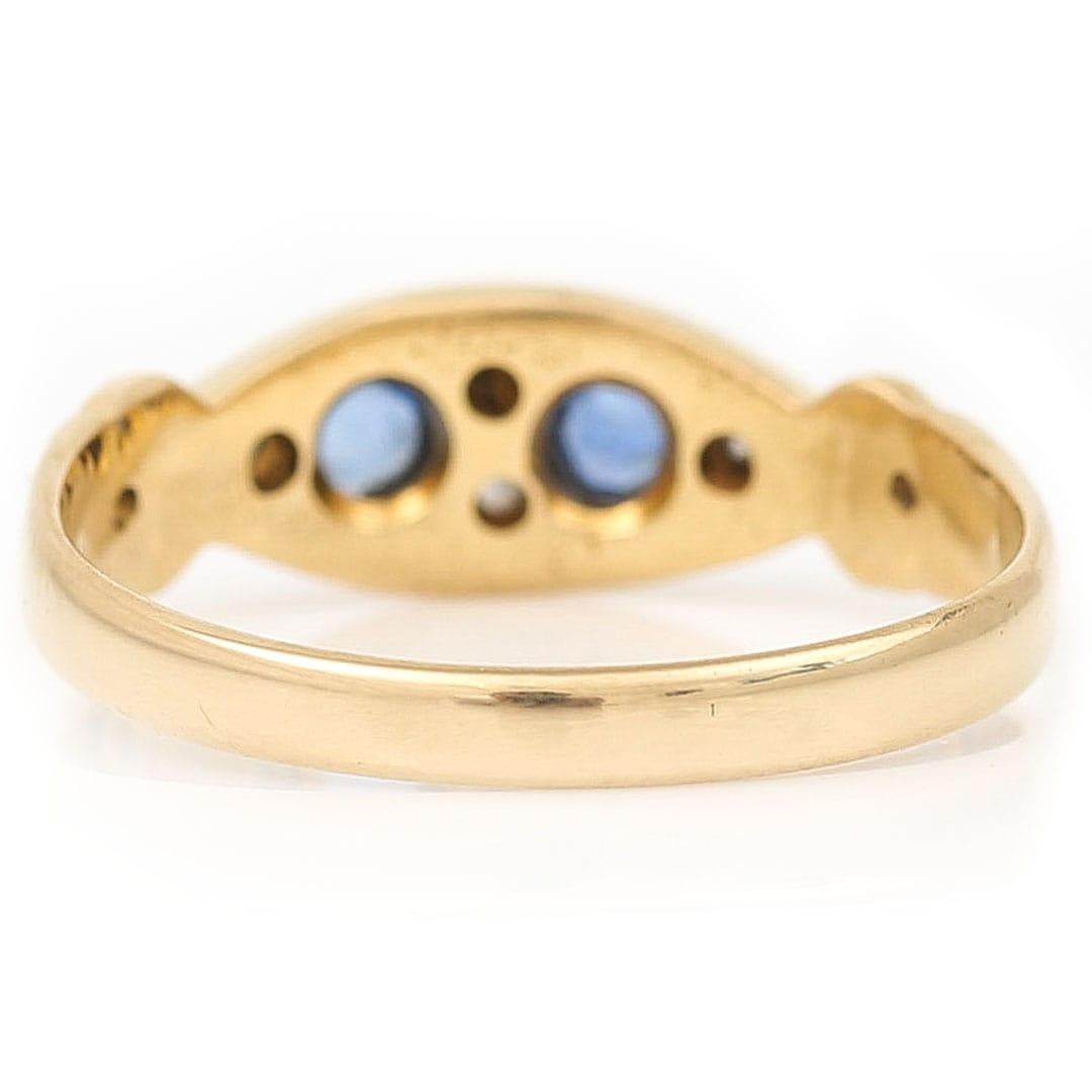 Edwardian 18 Carat Gold Sapphire and Diamond Gypsy Ring, circa 1907 4