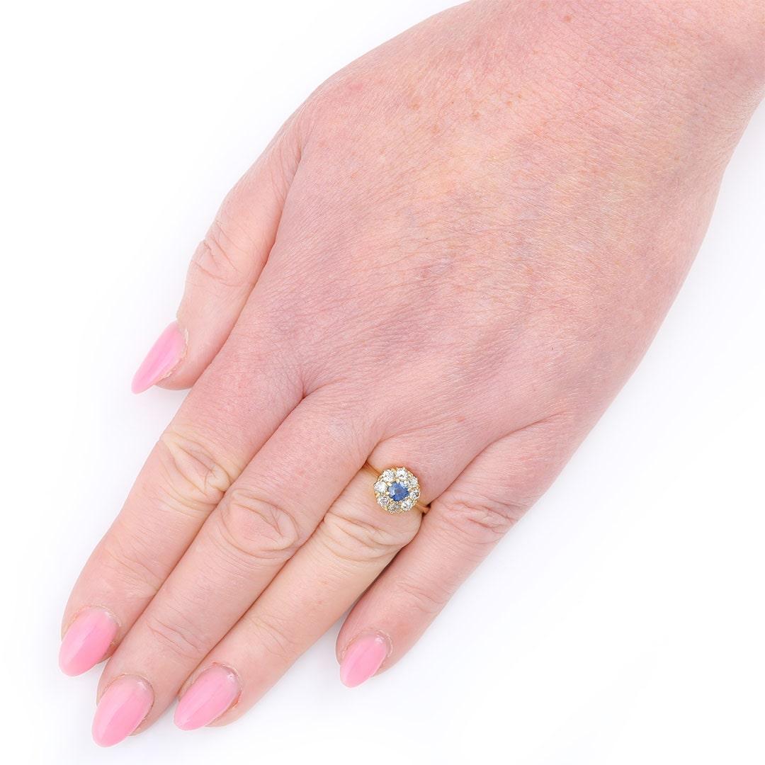Edwardian 18ct Gold Sapphire and Old Cut Diamond Ring, Circa 1910 For Sale 5