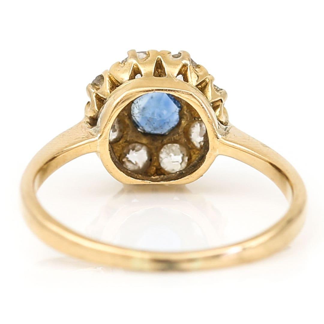 Edwardian 18ct Gold Sapphire and Old Cut Diamond Ring, Circa 1910 For Sale 3