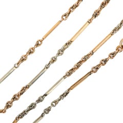 Edwardian 18ct Two Tone Gold Fancy Link Albert Chain, 16.5” Circa 1905