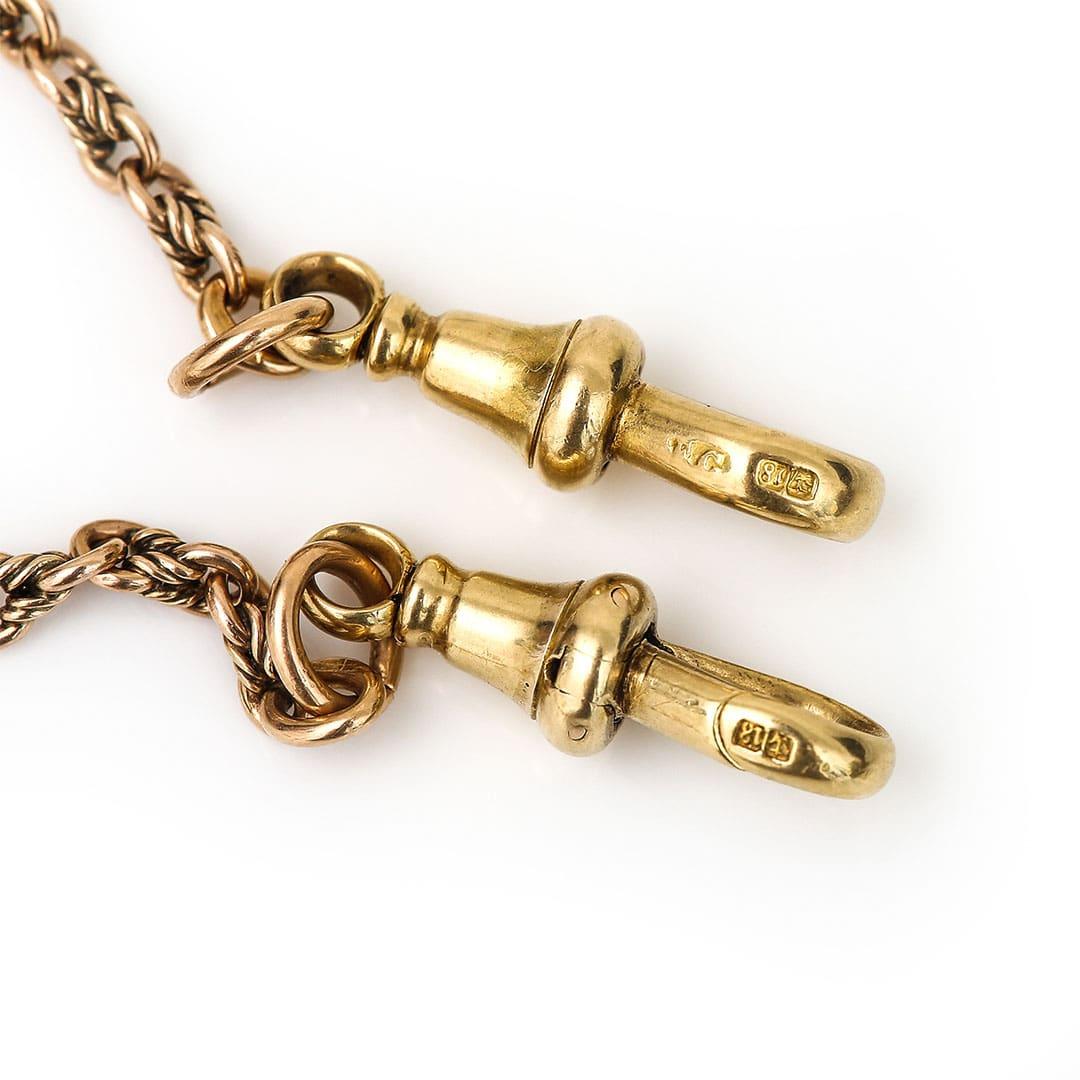 Edwardian 18ct Two Tone Gold Fancy Link Albert Chain, 16.5” Circa 1905 In Good Condition For Sale In Lancashire, Oldham
