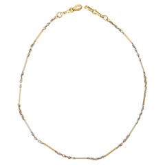 Used Edwardian 18ct Two Tone Gold Fancy Link Albert Chain, 16.5” Circa 1905
