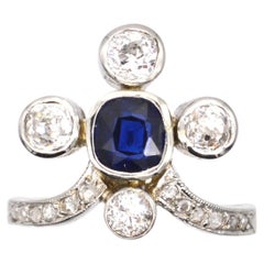 Edwardian 18ct White Gold, Sapphire & Diamond Duchess / Tiara Ring