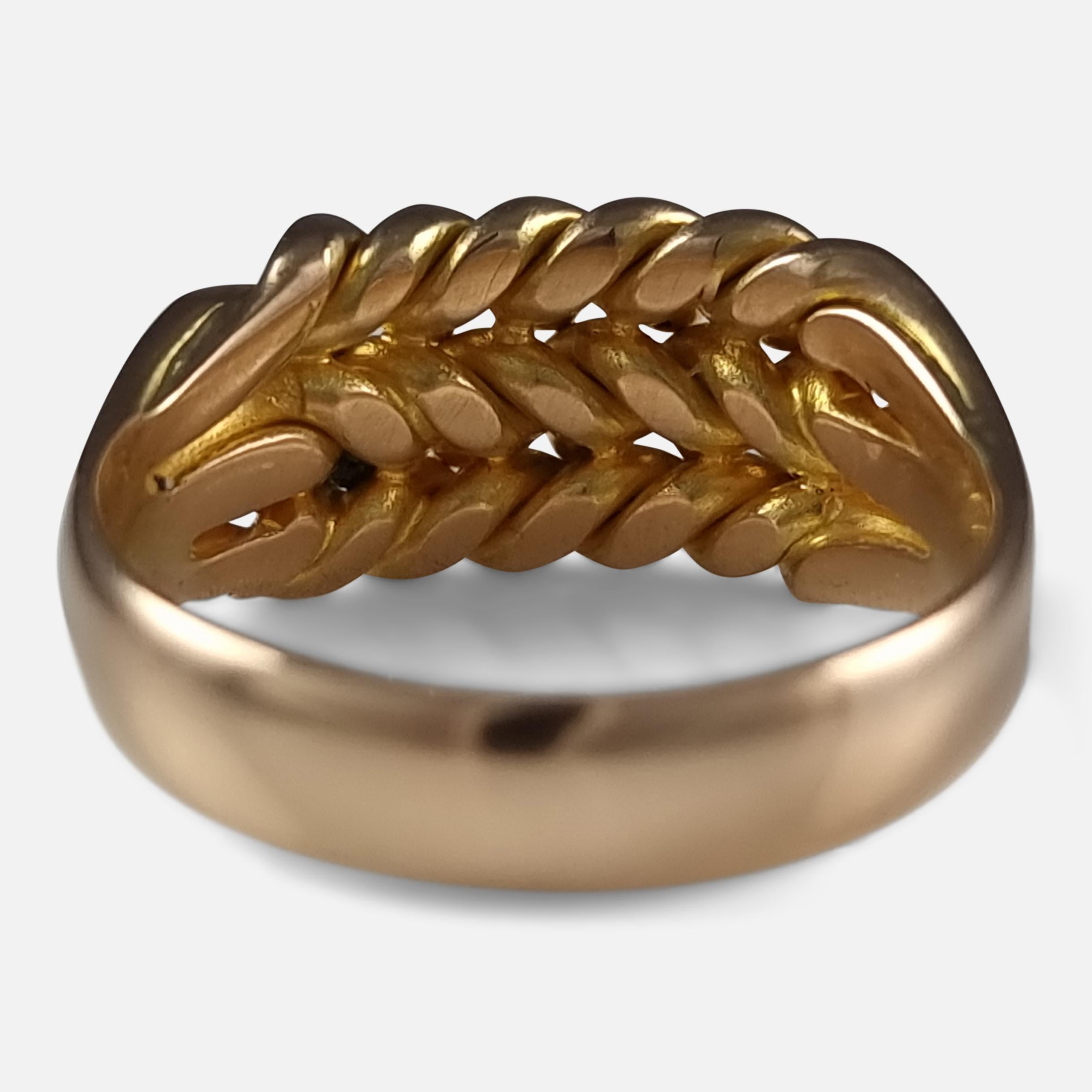 Edwardian 18ct Yellow Gold Keeper Ring, 1908 2