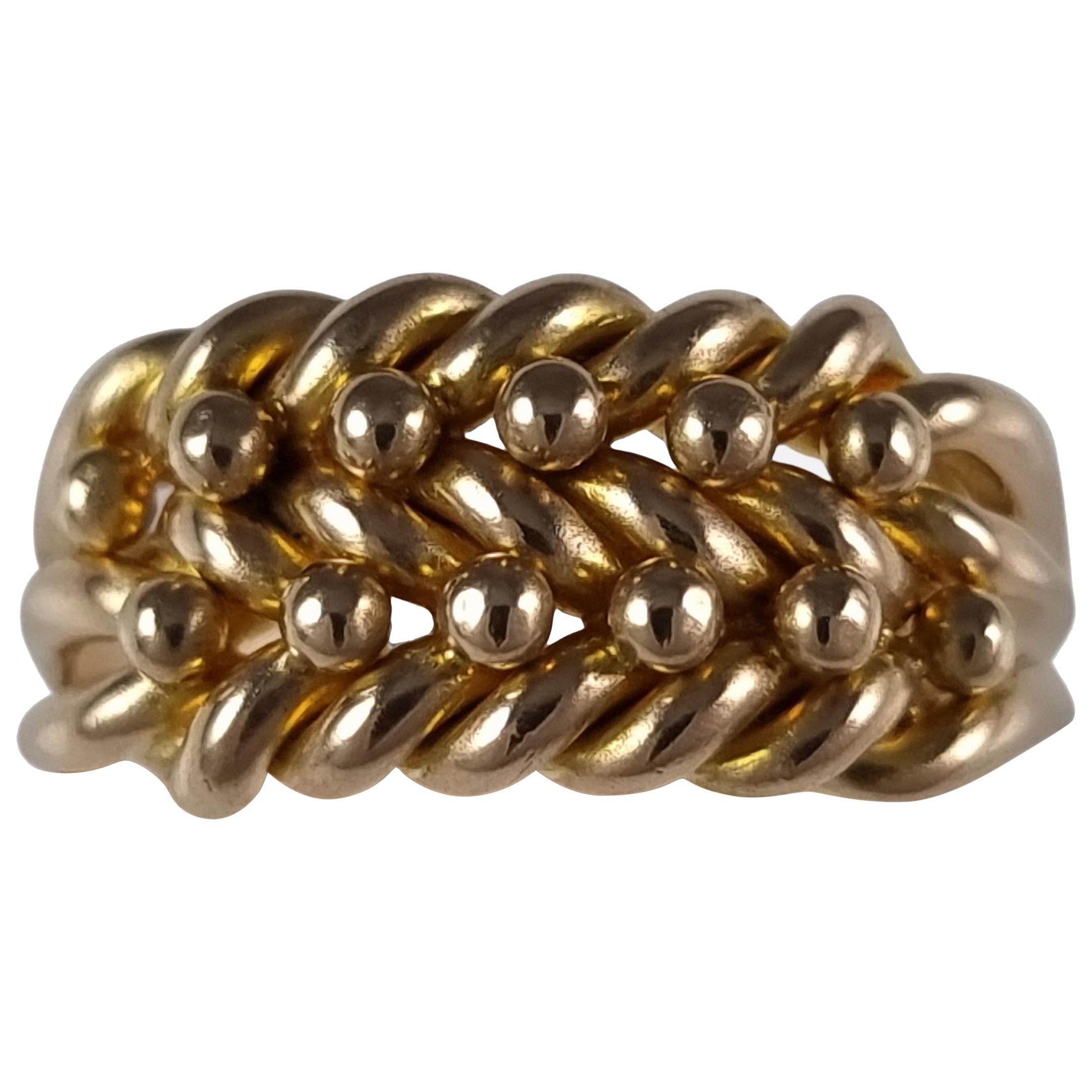 Keeper-Ring aus edwardianischem 18 Karat Gelbgold, 1908