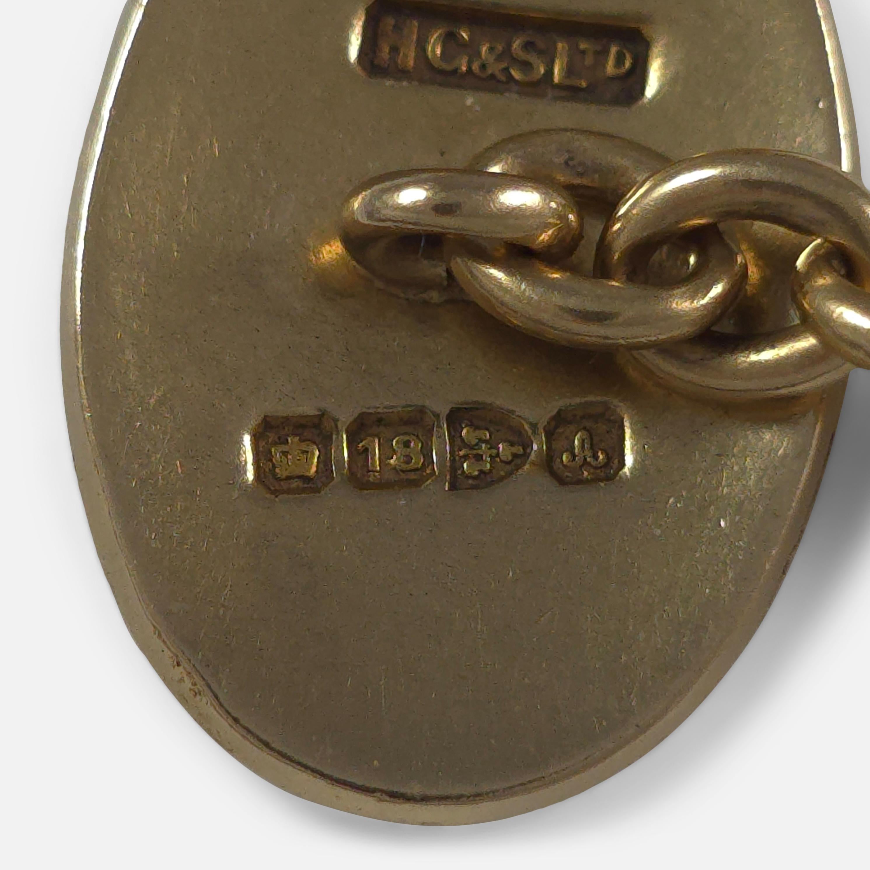 Ovale edwardianische Manschettenknöpfe aus 18 Karat Gelbgold, 1901 im Angebot 6