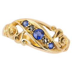 Edwardian 18ct Yellow Gold Sapphire and Diamond Gypsy Ring, circa 1913
