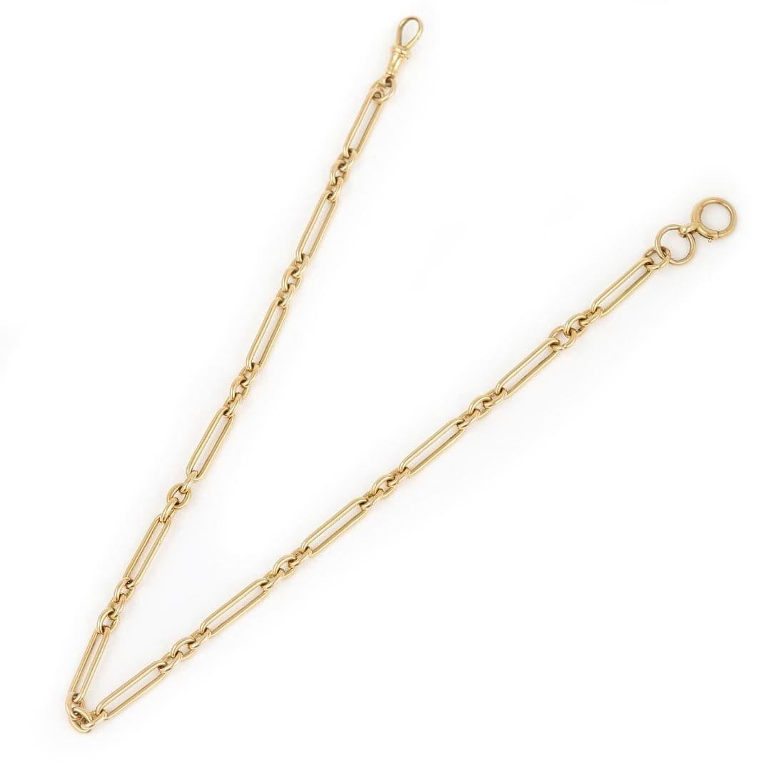 Edwardian 18ct Yellow Gold Trombone Link Albert Watch Chain, 52g, circa 1903 In Excellent Condition In Lancashire, Oldham