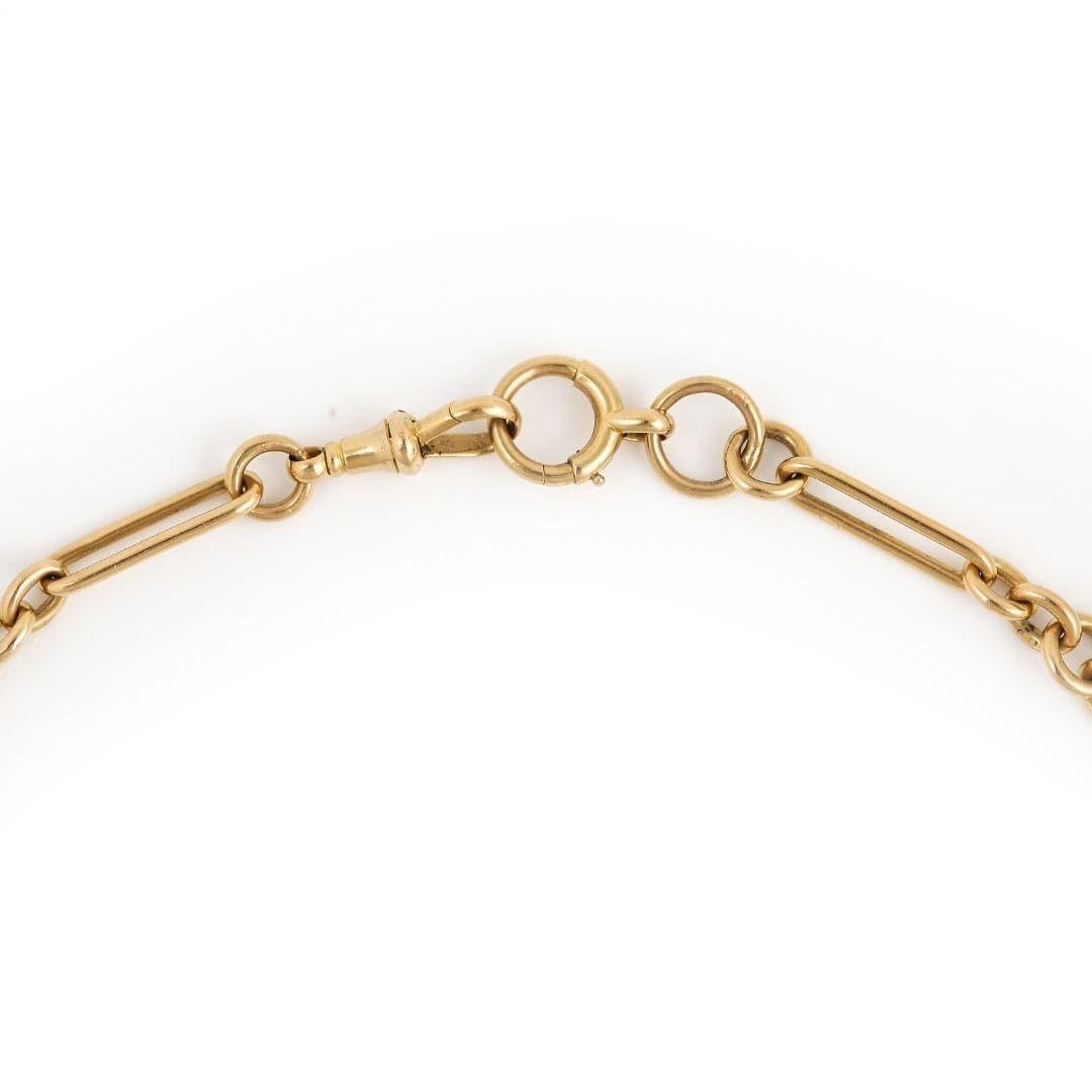 Edwardian 18ct Yellow Gold Trombone Link Albert Watch Chain, 52g, circa 1903 1