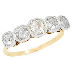 Edwardian 18k and Platinum 5 Stone Engagement Ring