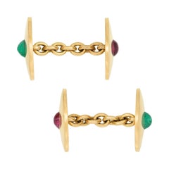 Edwardian 18k Emerald and Ruby Cufflinks