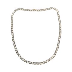 Edwardian 18k French Diamond Riviera Necklace 20.53ctw